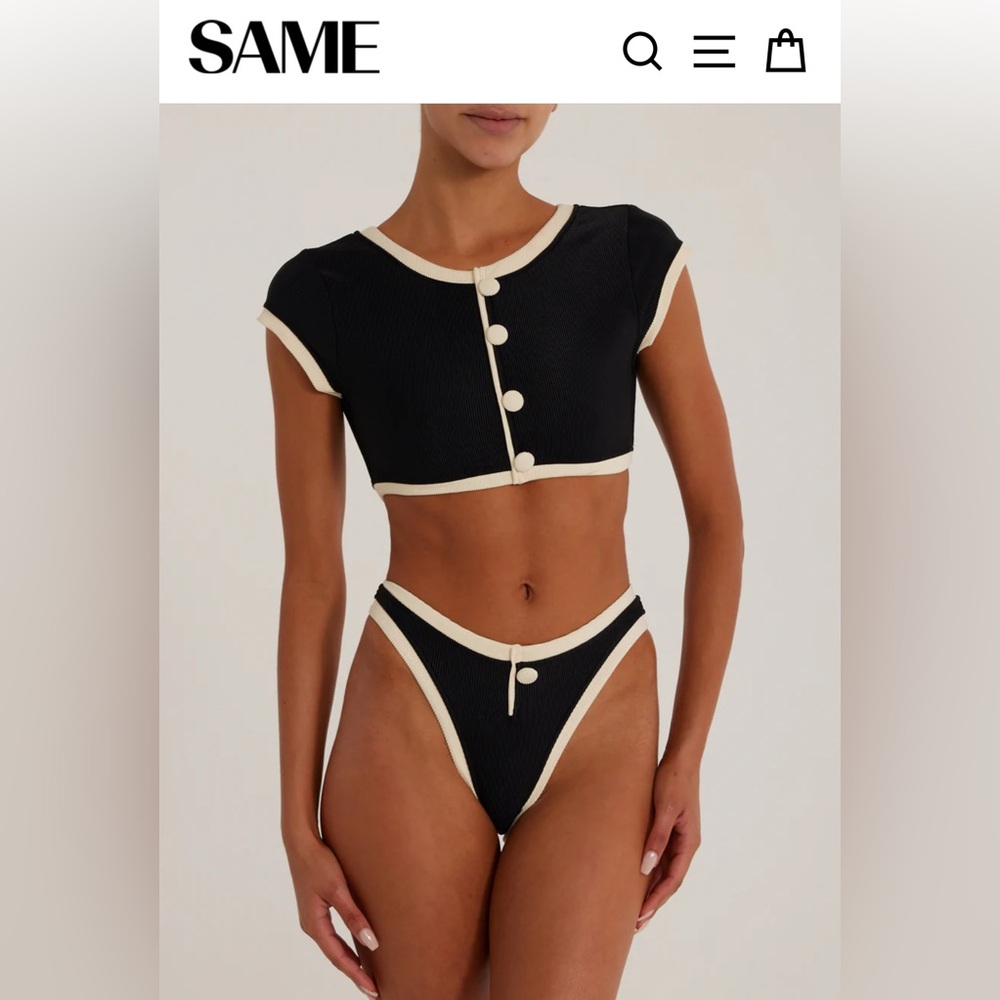 SAME Los Angeles Grace Bikini Set Black and White SMALL